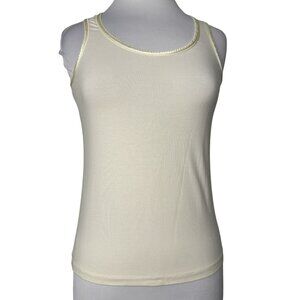 Chico's Women's Ivory Tank Top Modal & Spandex Scalloped Ribbon DetaiSize 0 XS